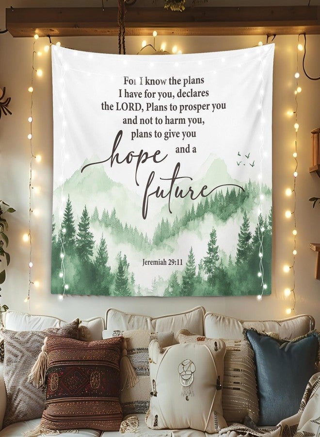 OXW Christian Tapestry Wall Hanging, Spiritual Decor, Christian Scripture Wall Art Decor, Bible Verses Wall Decor for Prayer Room Church Bedroom, Jeremiah 29 11 For I Know The Plans I Have For You, 50×60 inches - Image 1